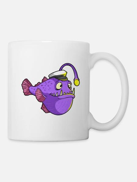 Fisch mit Taschenlampe - Tasse - Weiß