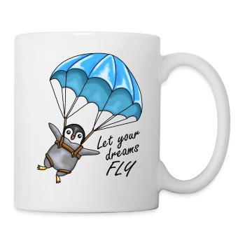 Penguin with a parachute - Let your dreams fly - Mug - white - Right