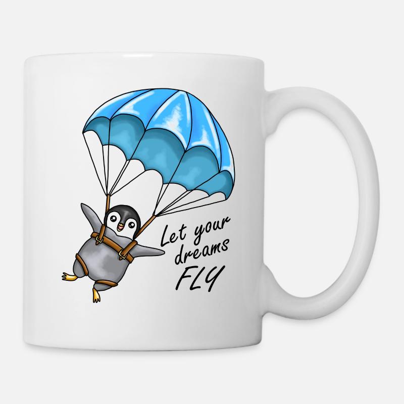 Pinguin mit Fallschirm - Let your dreams fly - Tasse - Weiß