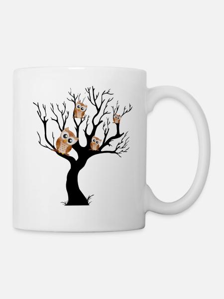 Chouette noctambule sur arbre - Mug blanc - blanc