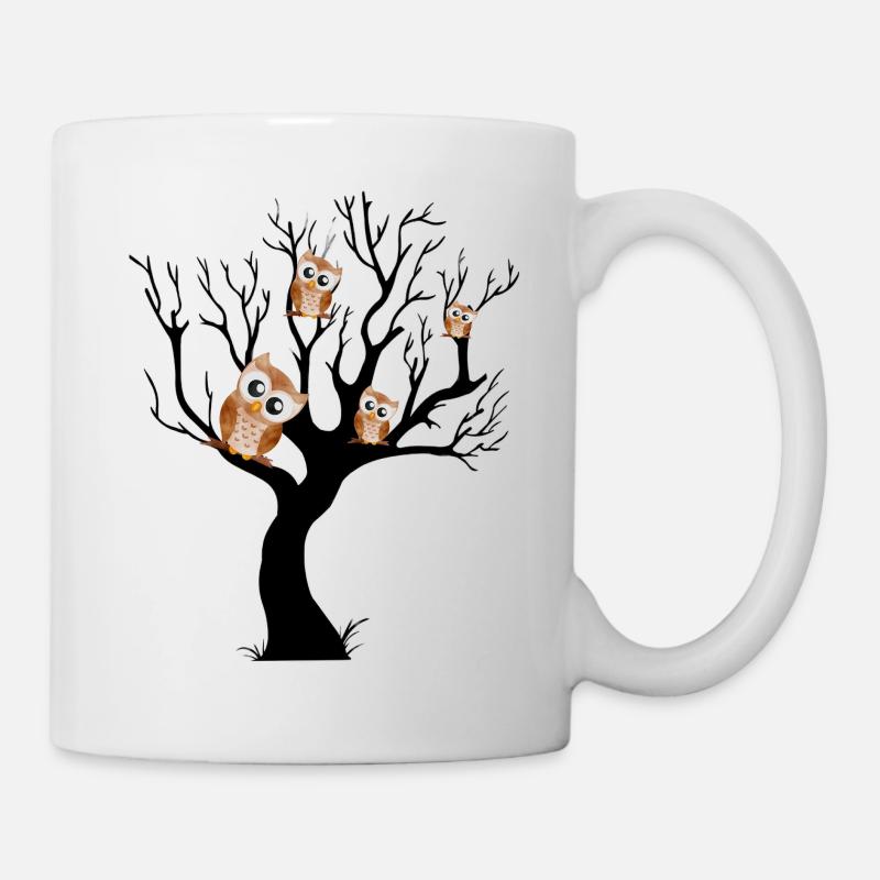 Chouette noctambule sur arbre - Mug blanc - blanc