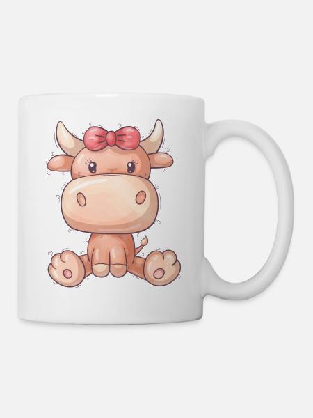 Caricature de petite vache - Mug blanc - blanc