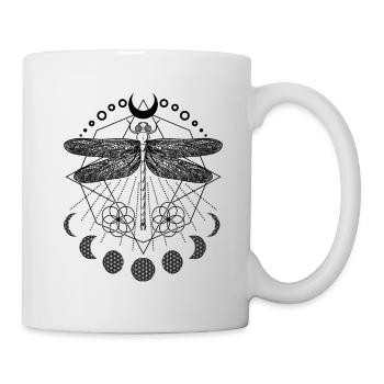 Libelle vintage boho tatouage avec fleur de vie - Mug blanc - blanc - Droite