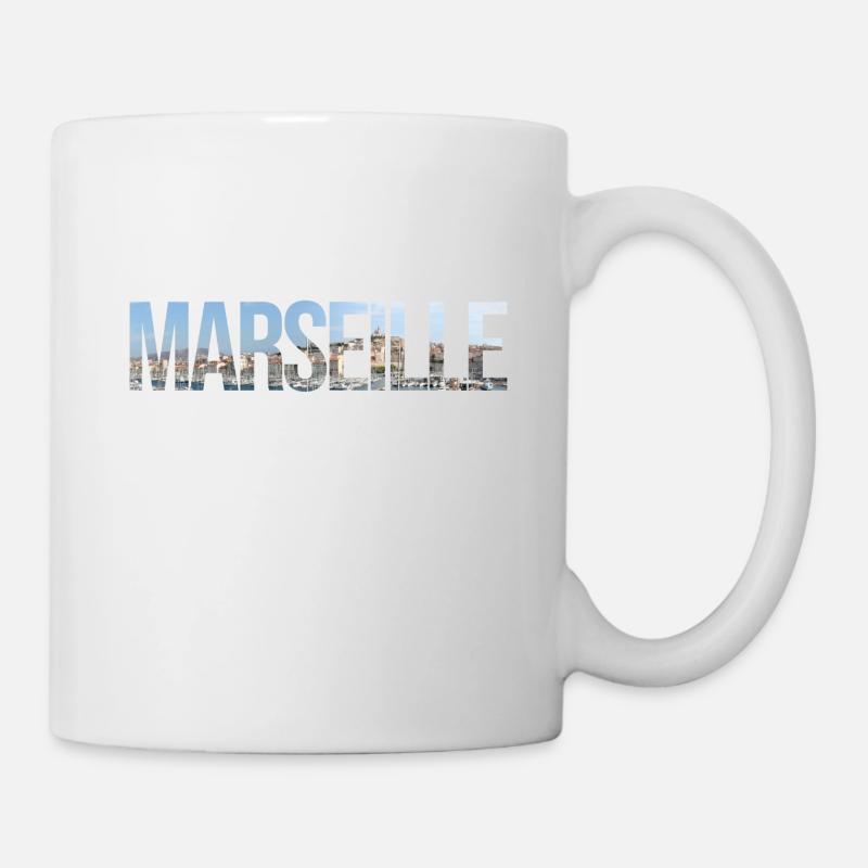 Marseille texte photo panorama - Mug blanc - blanc