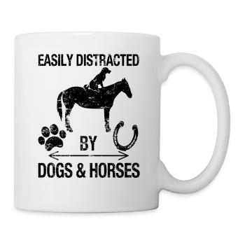 Leicht von Hunden und Pferden abgelenkt - Tasse - Weiß - Rechts