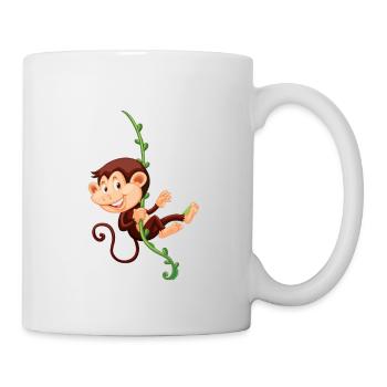 funny little monkey baby swings to Liane - Mug - white - Right