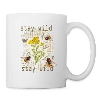 Restez sauvage, nature, fleurs, abeille - Mug blanc - blanc - Droite