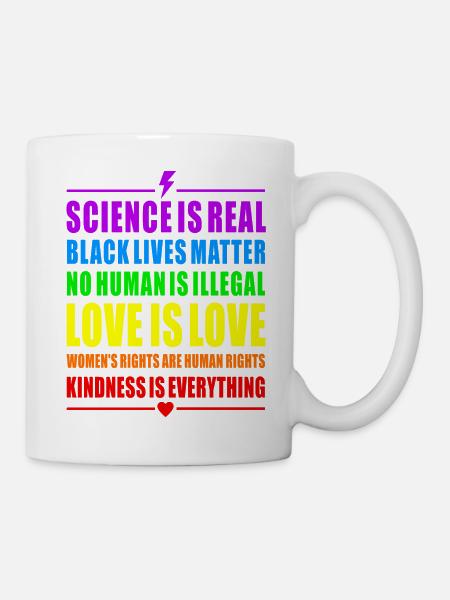 PRIDE RAINBOW LOVE SCIENCE BLACK WOMANS RIGHTS HUM - Tasse - Weiß