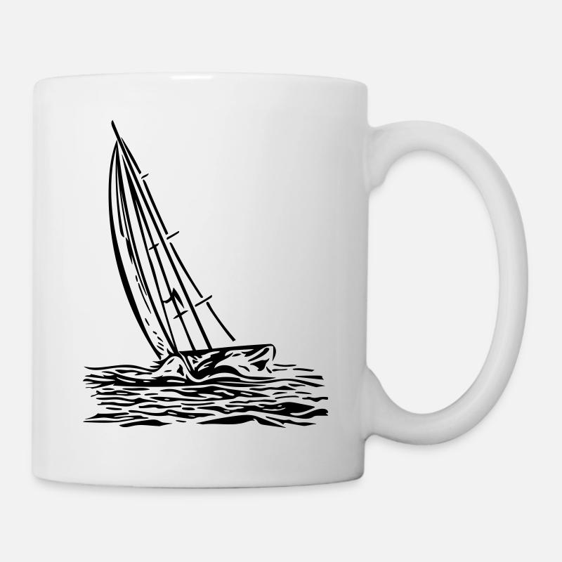 Segelboot am Wind - Tasse - Weiß