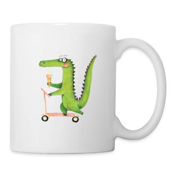Crocodile sur trotinette - Mug blanc - blanc - Droite