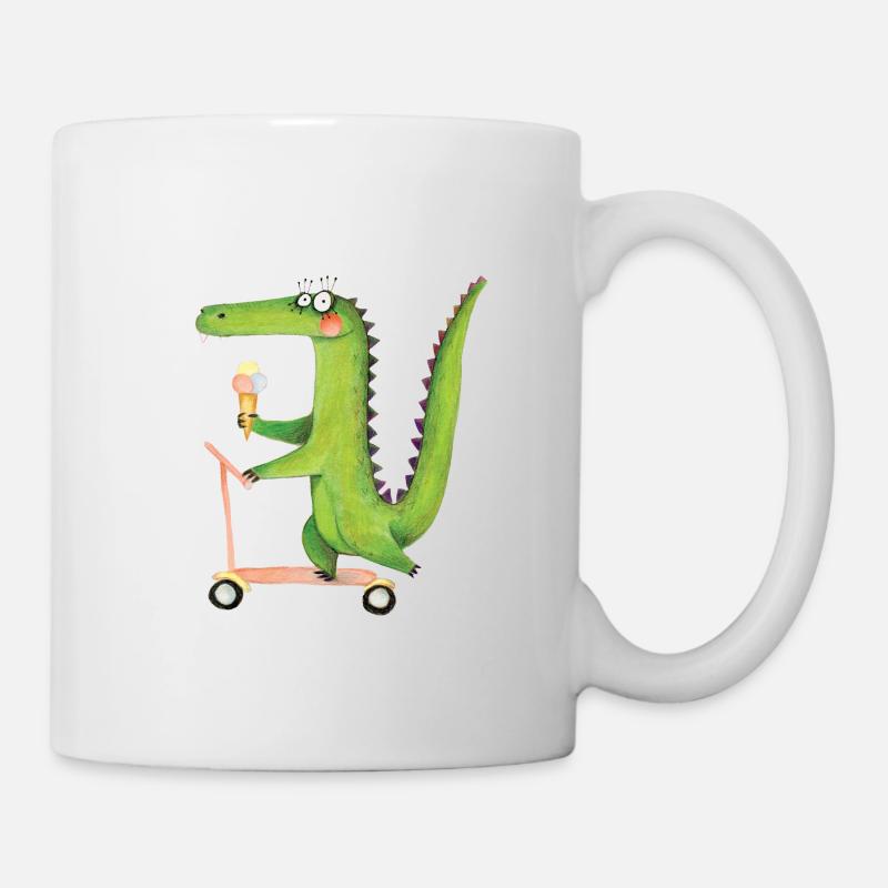 Crocodile sur trotinette - Mug blanc - blanc