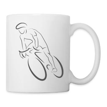Sportsman training with a racing bike - Mug - white - Right