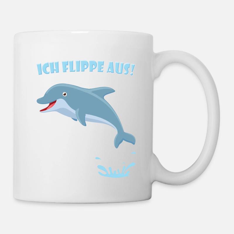 Delfin Spruch - Ich flippe aus (Geschenk) - Tasse - Weiß