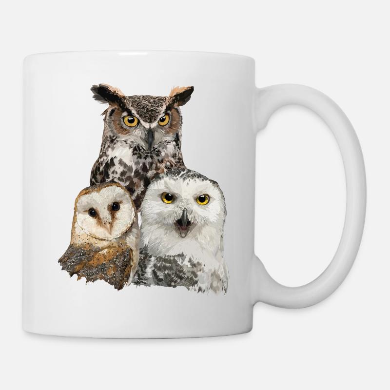 Eulen und Eule - Tasse - Weiß