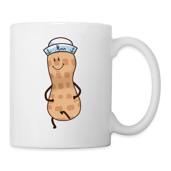 Moin Moin Erdnuss Matrose Fantasy Ahoi Nuss - Tasse - Weiß - Rechts