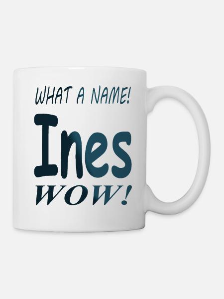 mon nom est Ines prénom nom de jeune fille présent - Mug blanc - blanc