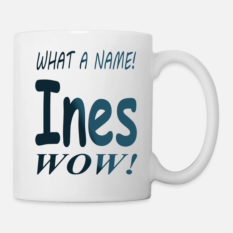 mon nom est Ines prénom nom de jeune fille présent - Mug blanc - blanc