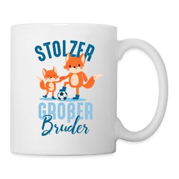 Stolzer großer Bruder - Kind Fußball Junge Baby - Tasse - Weiß - Rechts