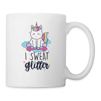 I Sweat Glitter Unicorn Workout Haltérophilie Gym - Mug blanc - blanc - Droite