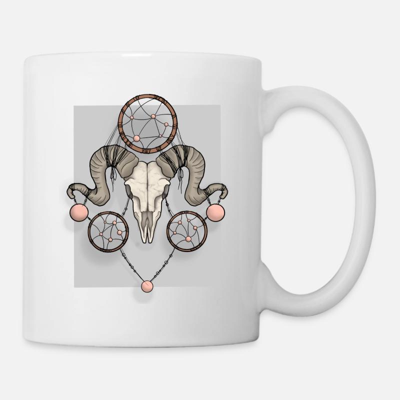 Crâne avec capteur de rêves - Mug blanc - blanc