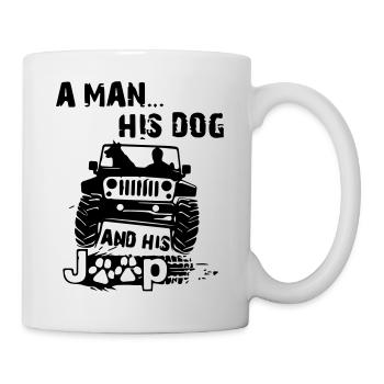 Un homme, son chien et sa jeep - Mug blanc - blanc - Droite