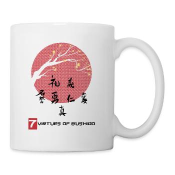 Seven virtues of the samurai Japanese writing - Mug - white - Right