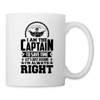 Je suis le capitaine, j'ai toujours raison de faire du bateau à moteur - Mug blanc - blanc - Droite