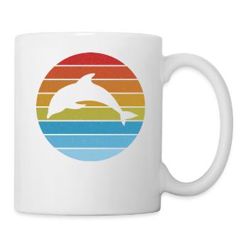 Vintage retro Streifen Delfin Silhouette - Tasse - Weiß - Rechts