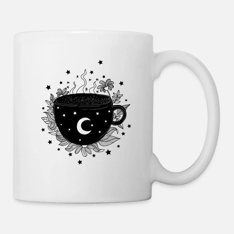 Becher mit Tee, Kräutern, Hexenbecher, Halloween - Tasse - Weiß
