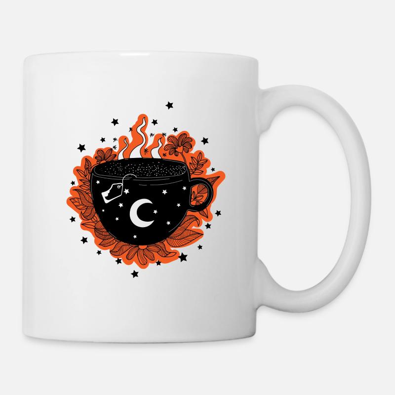 Becher mit Tee, Kräutern, Hexenbecher, Halloween - Tasse - Weiß