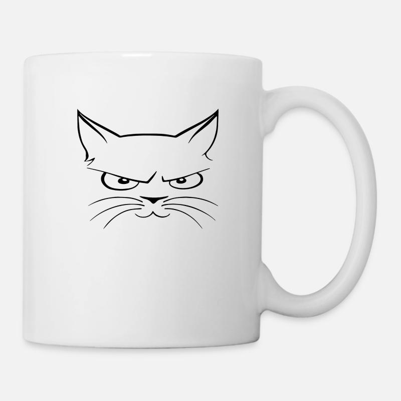 Eine grimmige zugleich schelmische lächelnde Katze - Tasse - Weiß