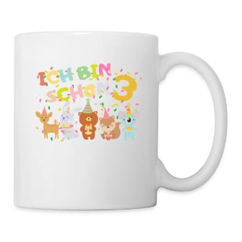 Tiere Geburtstagsshirt – Ich bin schon 3 Jahre - Tasse - Weiß - Rechts