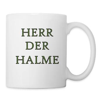 Herr der Halme Gartenarbeit Rasen Rasenfreak Mähen - Tasse - Weiß - Rechts