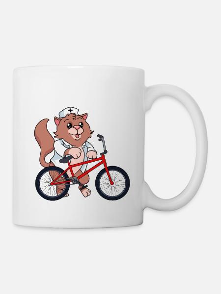 Infirmière Chat Urgence BMX Utiliser Vélo Médecin - Mug blanc - blanc