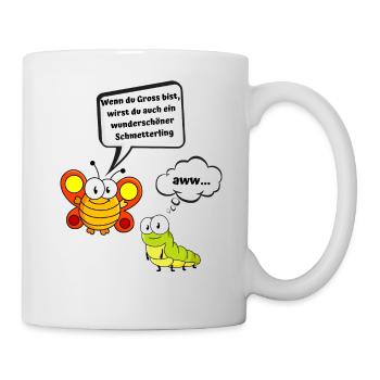 lustiges Schmetterling Raupen Dising - Tasse - Weiß - Rechts