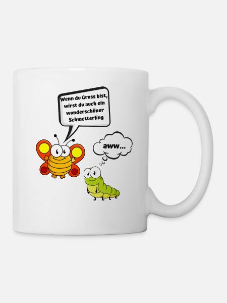 lustiges Schmetterling Raupen Dising - Tasse - Weiß