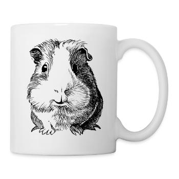 Meerschweinchen Tusche von vorne - Tasse - Weiß - Rechts