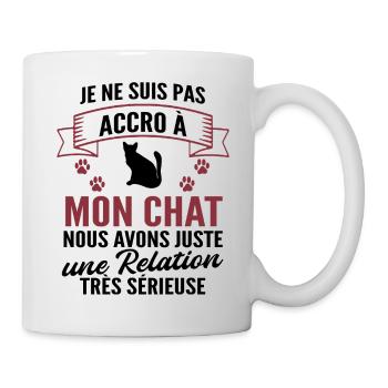 je ne suis pas accro à mon chat - Mug blanc - blanc - Droite