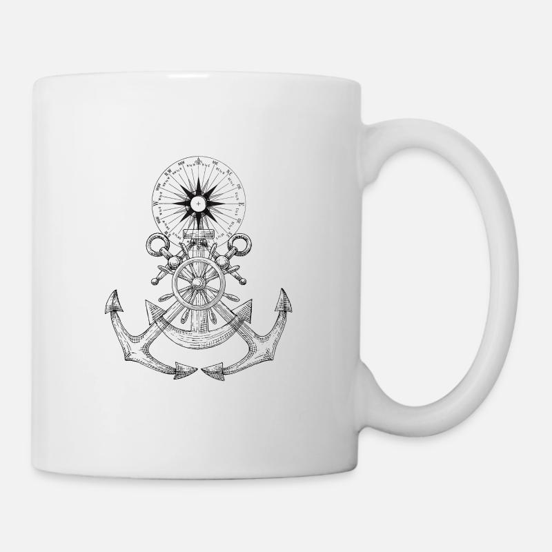 Anker mit Kompass - Tasse - Weiß