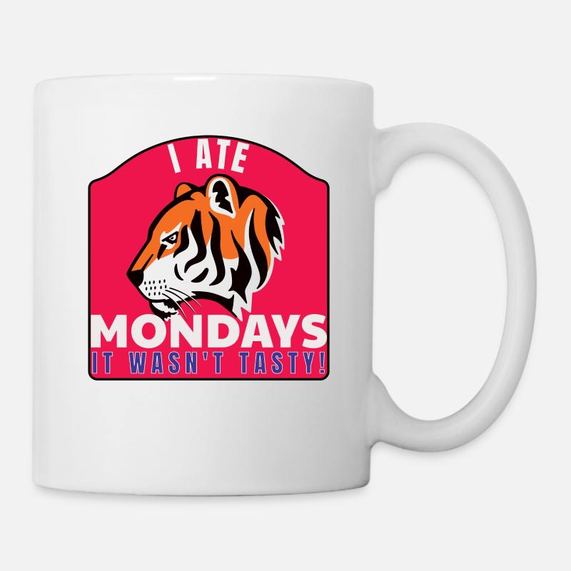 Monday, Mondays, I hate mondays, I ATE MONDAYS, Tiger - Mug - white