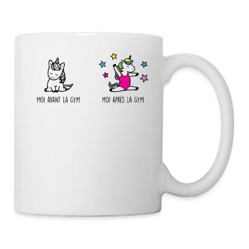 Moi avant et après la gymnastique humour licorne - Mug blanc - blanc - Droite