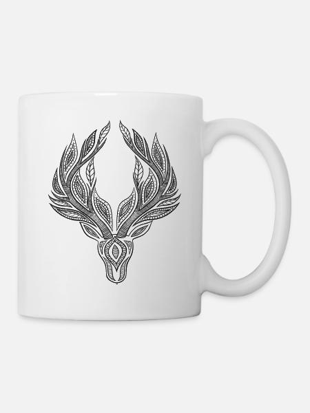 Mandala cerf noir - Mug blanc - blanc