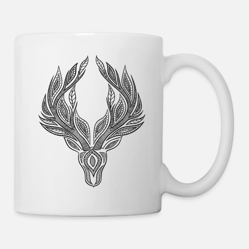 Mandala cerf noir - Mug blanc - blanc