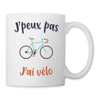 J'peux pas j'ai vélo, idée cadeau vélo - Mug blanc - blanc - Droite