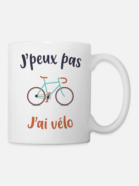 J'peux pas j'ai vélo, idée cadeau vélo - Mug blanc - blanc