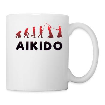 Évolution singe vers combattant Aikido sabre rouge - Mug blanc - blanc - Droite
