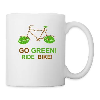 Go Green protection de l'environnement protection du climat environnement vélo - Mug blanc - blanc - Droite