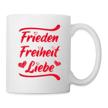Frieden Freiheit Liebe Demo Herz demonstrieren - Tasse - Weiß - Rechts
