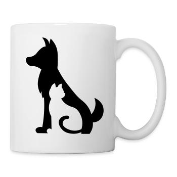 Simple Dog Cat / Gift - Birthday / Cat and Dog - Mug - white - Right