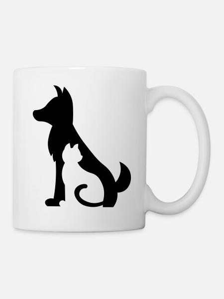 Chien simple chat / cadeau - anniversaire / chat et chien - Mug blanc - blanc